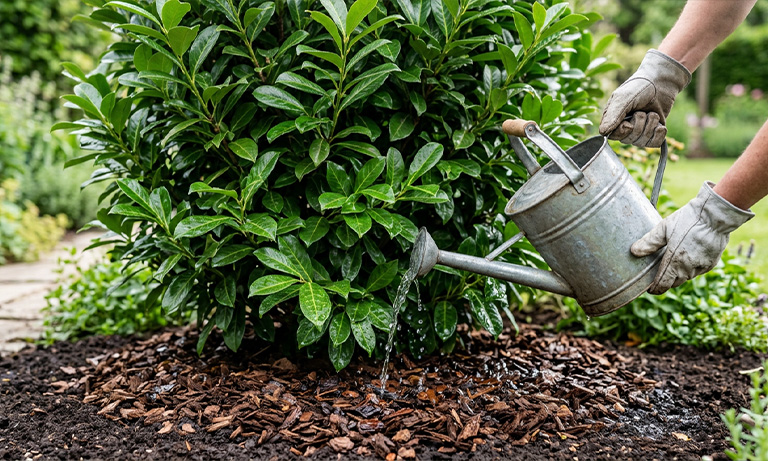 droogteschade bij een laurier plant voorkomen